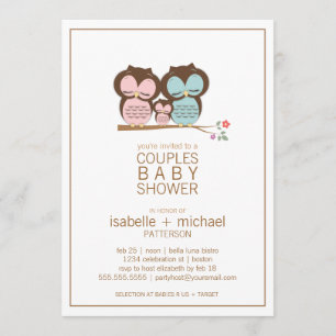 Cute Uggla Family Par Baby Shower-inbjudan Inbjudningar