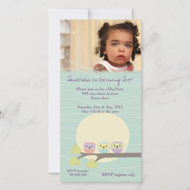 Cute Uggla Flick kalas Premium Inbjudan (Framsida)