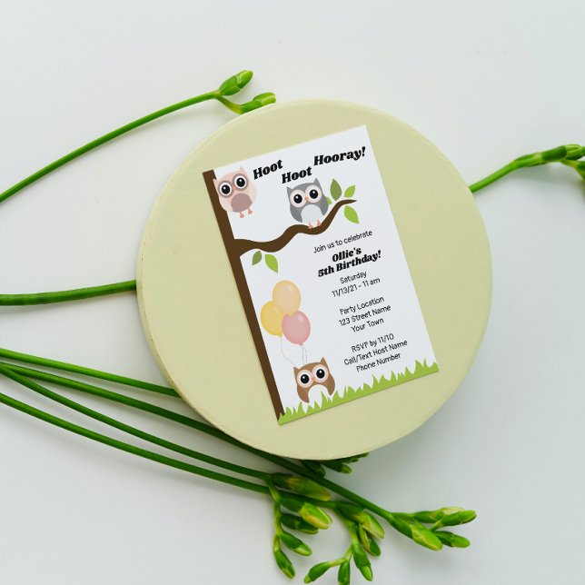 Cute Uggla födelsedag Inbjudningar (Skapare uppladdad)