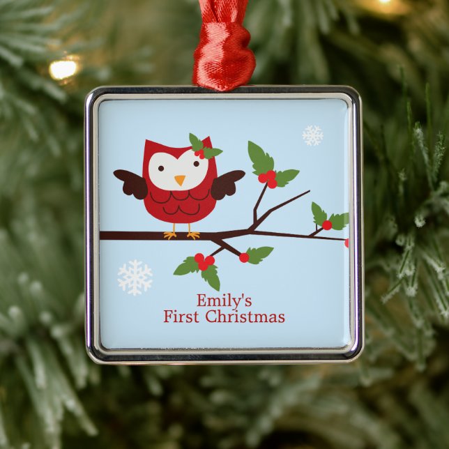 Cute Uggla Första julen Anpassningsbar Ornament (Träd)