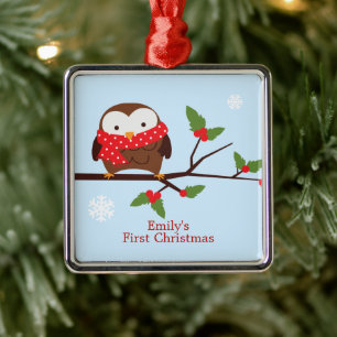 Cute Uggla Första julen Anpassningsbar Ornament