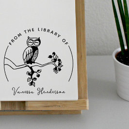 Cute Uggla från Bibliotek i Anpassningsbar Bokar Stämpel