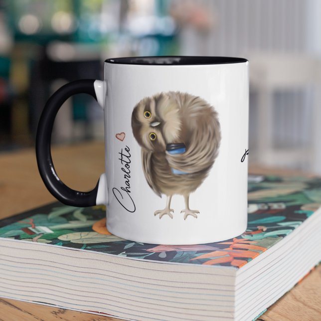 Cute Uggla Funny Coffee Personlig Namn Mugg (Skapare uppladdad)