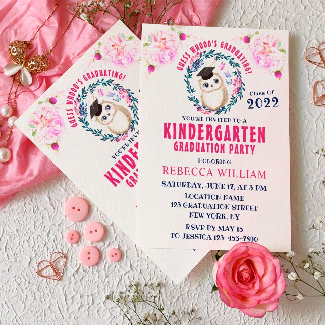 Cute Uggla Funny Kindergarten Studenten Inbjudningar (Skapare uppladdad)