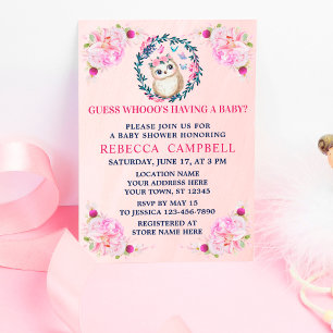 Cute Uggla Funny Vild Baby Shower Inbjudningar