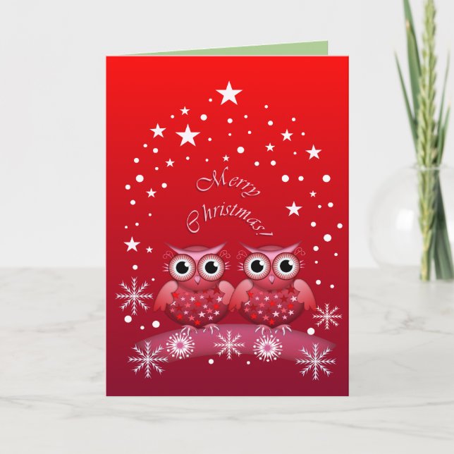 Cute Uggla God jul-textkort Helgkort (Framsida)