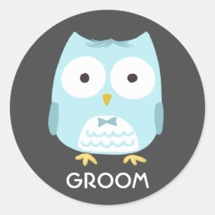 Cute Uggla Groom   Funny Newlyed Make Runt Klistermärke