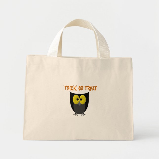 Cute Uggla Halloween Bus eller godis Mini Tygkasse (Framsidan)