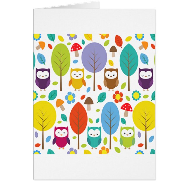 Cute Uggla Hälsningskort (Framsidan)