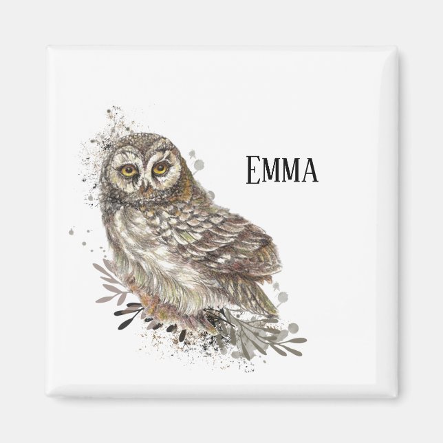 Cute Uggla,Havsfärgad fågelart Magnet (Framsidan)