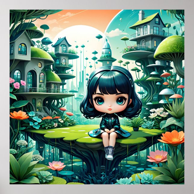 Cute Uggla i Colorful Beanie Poster (Framsidan)