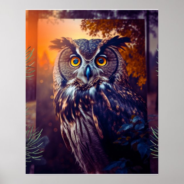 Cute Uggla i Forest Nature Wildlife Bird Animal Poster (Framsidan)