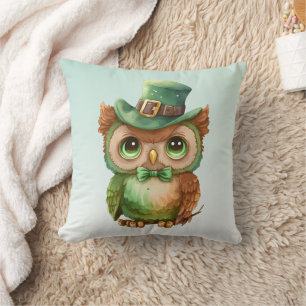 Cute Uggla i Grönt Top hat Kudde