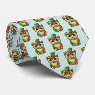 Cute Uggla i Grönt Top hat Mönster Slips