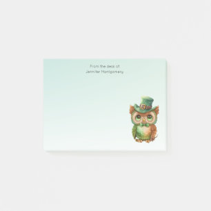Cute Uggla i Grönt Top hat Post-it Block