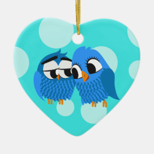 Cute Uggla i Kärlek Julgransprydnad Keramik