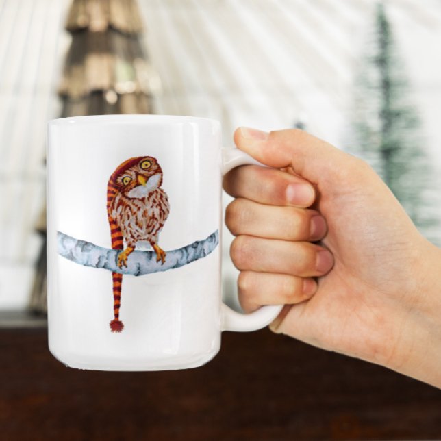 Cute Uggla i Sticka-stamcellen Vita Mugg (Skapare uppladdad)