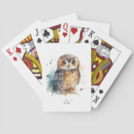Cute uggla i vattenfärg casinokort