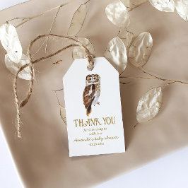Cute Uggla Illustration Baby Shower Tack Presentetikett