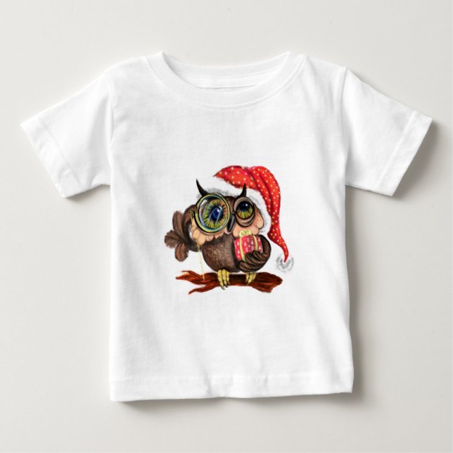 Cute Uggla jul Baby T-Shirt (Framsida)