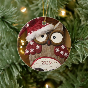Cute Uggla jul Wood Ceramic Ornamic Julgransprydnad Keramik