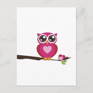 Cute Uggla Kärlek Hearts Girly Retro Vykort