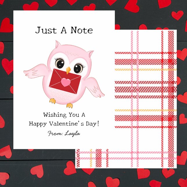 Cute Uggla Kids Classroom Valentines day-kort Anteckningskort (Skapare uppladdad)