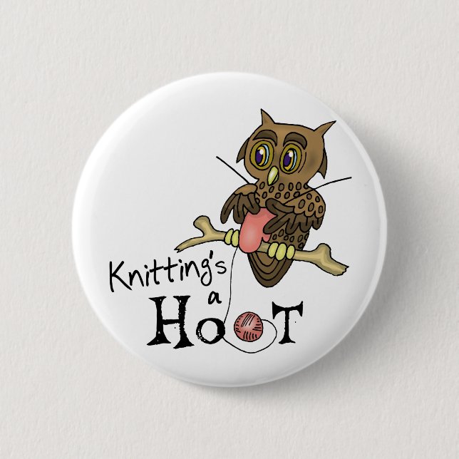 Cute Uggla Knitting Button Knapp (Framsida)
