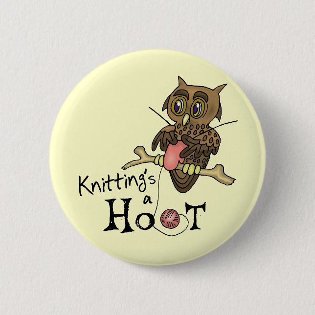 Cute Uggla Knitting Button Knapp (Framsida)