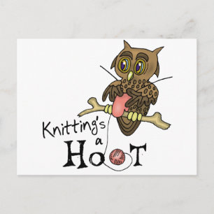 Cute Uggla Knitting Vykort