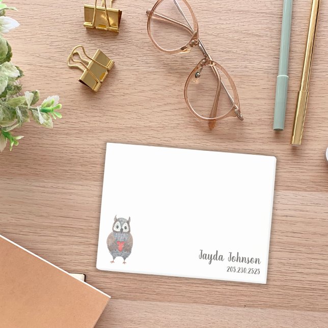 Cute Uggla Lägg till din information Post-it Block (Skapare uppladdad)