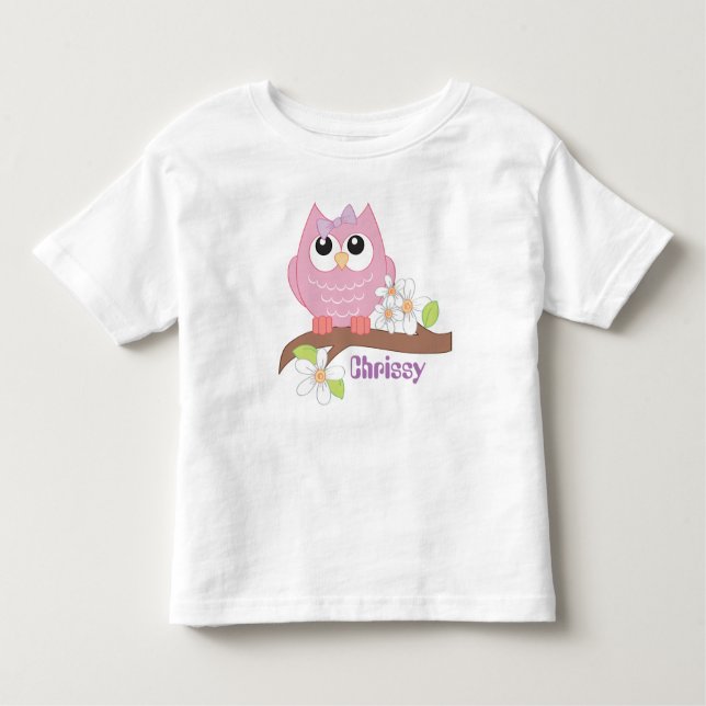 Cute uggla lägger till t-shirt för flickorna namn  (Framsida)