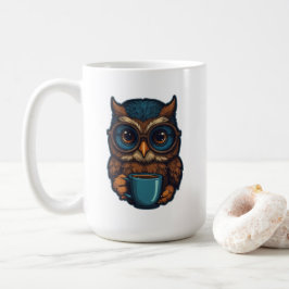"Cute Uggla med Coffee Kopp", finare design Kaffemugg