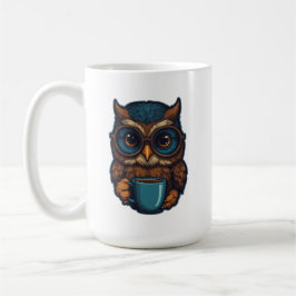 "Cute Uggla med Coffee Kopp", finare design Kaffemugg
