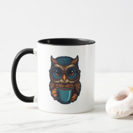 "Cute Uggla med Coffee Kopp", finare design Mugg