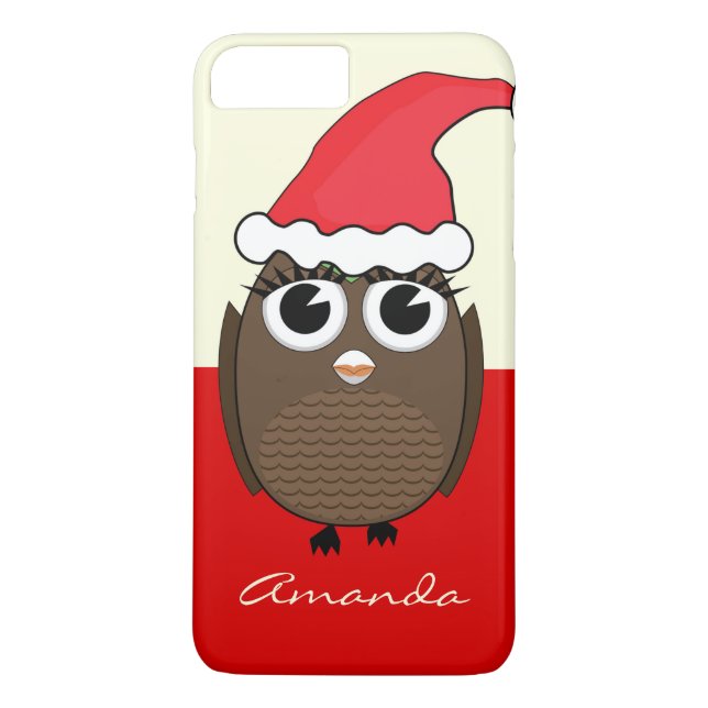 Cute Uggla med julklapp - röd Case-Mate iPhone Skal (Baksida)
