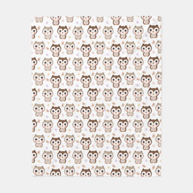 Cute Uggla Mönster Fleece Blanket (Framsidan)