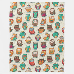 Cute Uggla Mönster Fleece Blanket