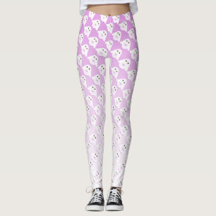 Cute uggla mönster på rosa av vit pastel leggings