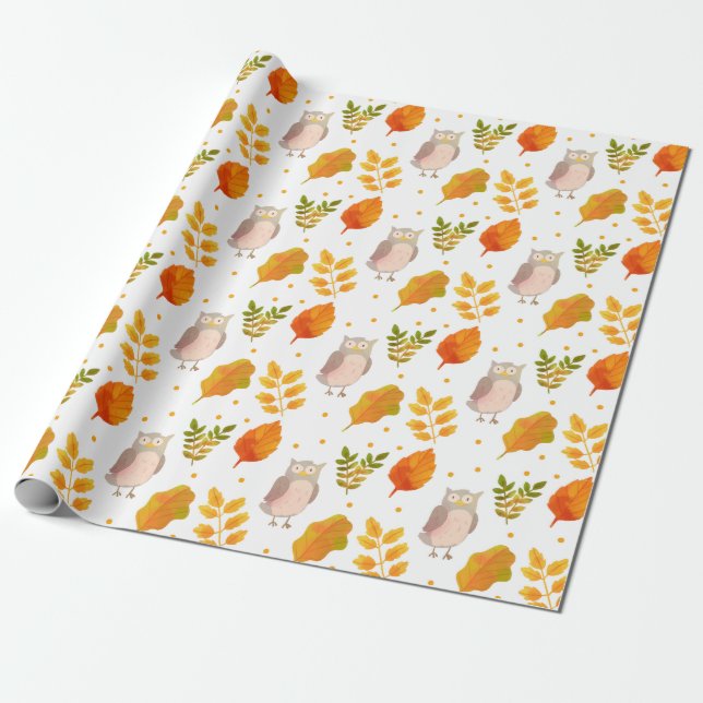 Cute Uggla Mönster Presentpapper (Utrullad)