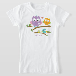 Cute Uggla Namn Girls Rosa Lila Blue T Shirt