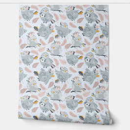 Cute uggla och blommor