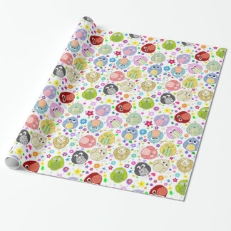 Cute Uggla och Flowers mönster Presentpapper