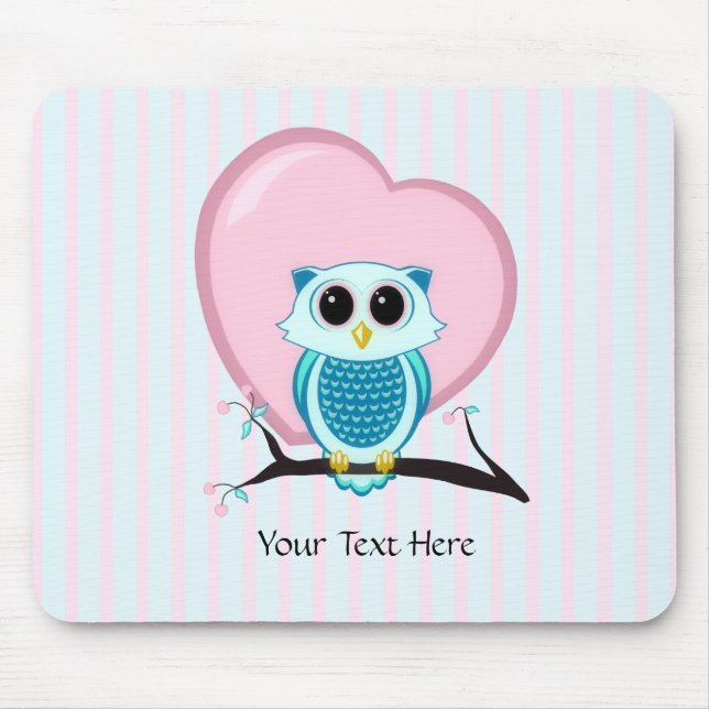 Cute Uggla och Heart Template Mousepad Musmatta (Framsidan)