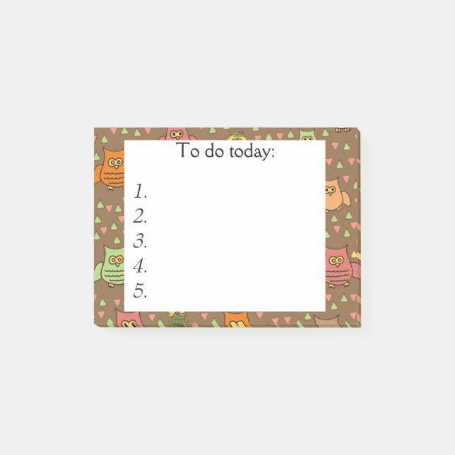 Cute Uggla on Brown Post IT Note Post-it Block (Framsida)