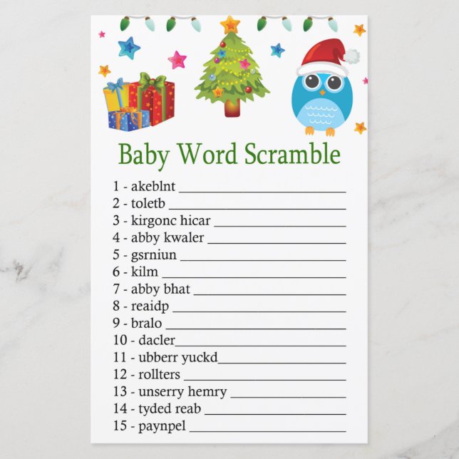 Cute Uggla, ord, schaktspel vid Baby (Framsida)