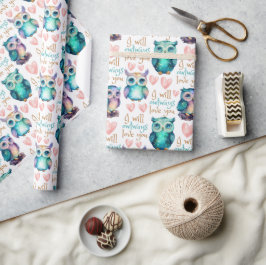 Cute Uggla Owlways Kärlek Du är färgstark Presentpapper