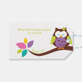 Cute UGGLA på en babyåda i gren BIRTHDAY Presentetikett