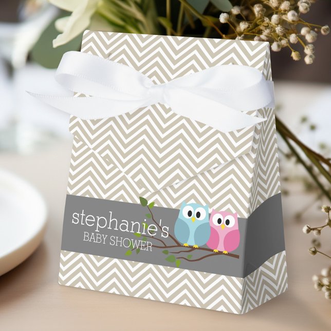 Cute Uggla på Gren Flicka eller Boy Shower Presentaskar (Personalized gift box for party favors)