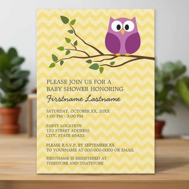 Cute Uggla på Gren och chevrons Flicka Shower Inbjudningar (Custom Invitation with Download Option)